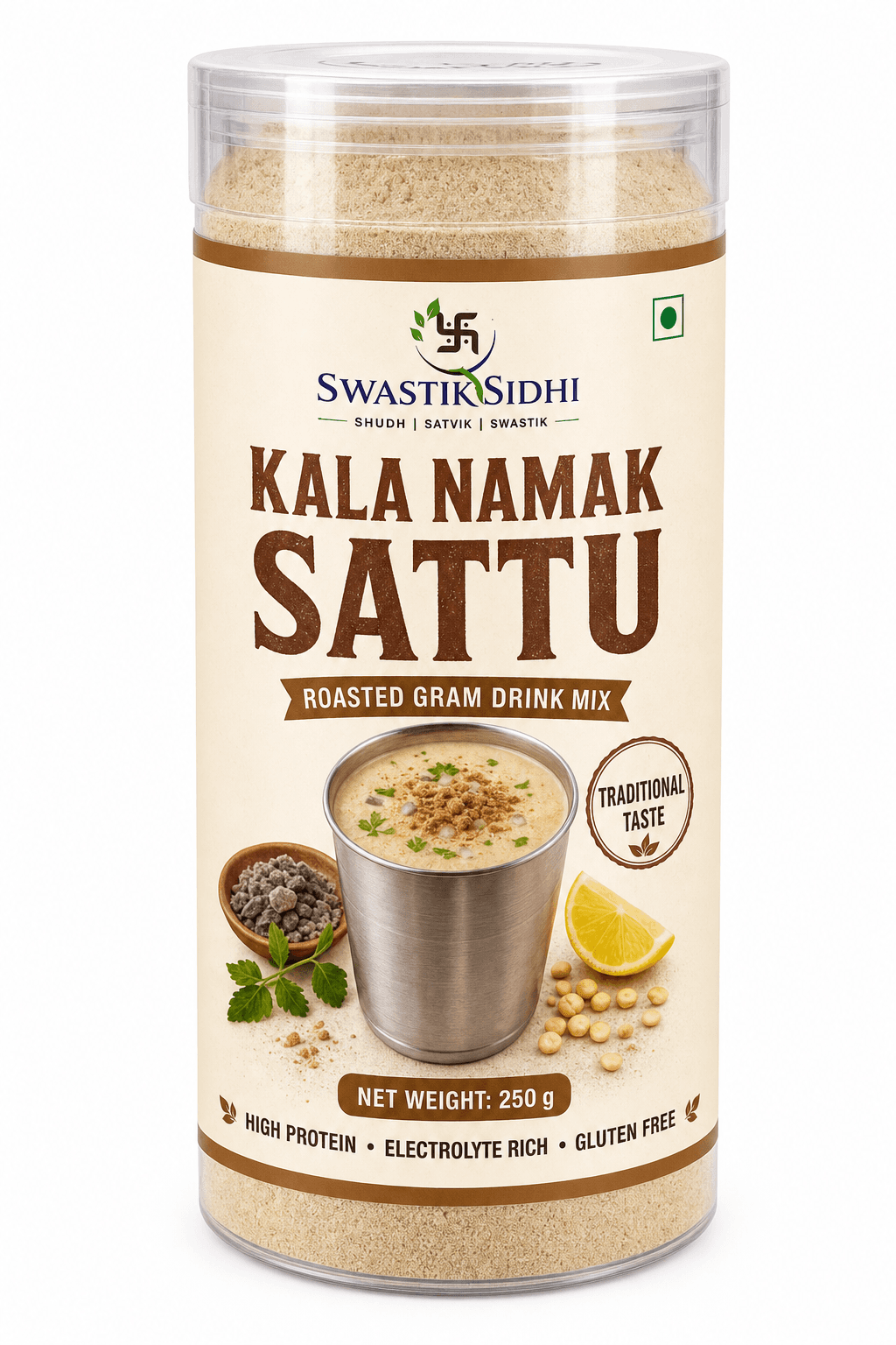 Swastik Sidhi Kala Namak Sattu Drink Mix 250g — Traditional Sattu